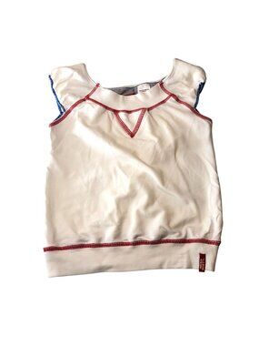 Miss Sixty Girls Sleeveless White Top Red Stitching Cotton Blend Made In Italy 1